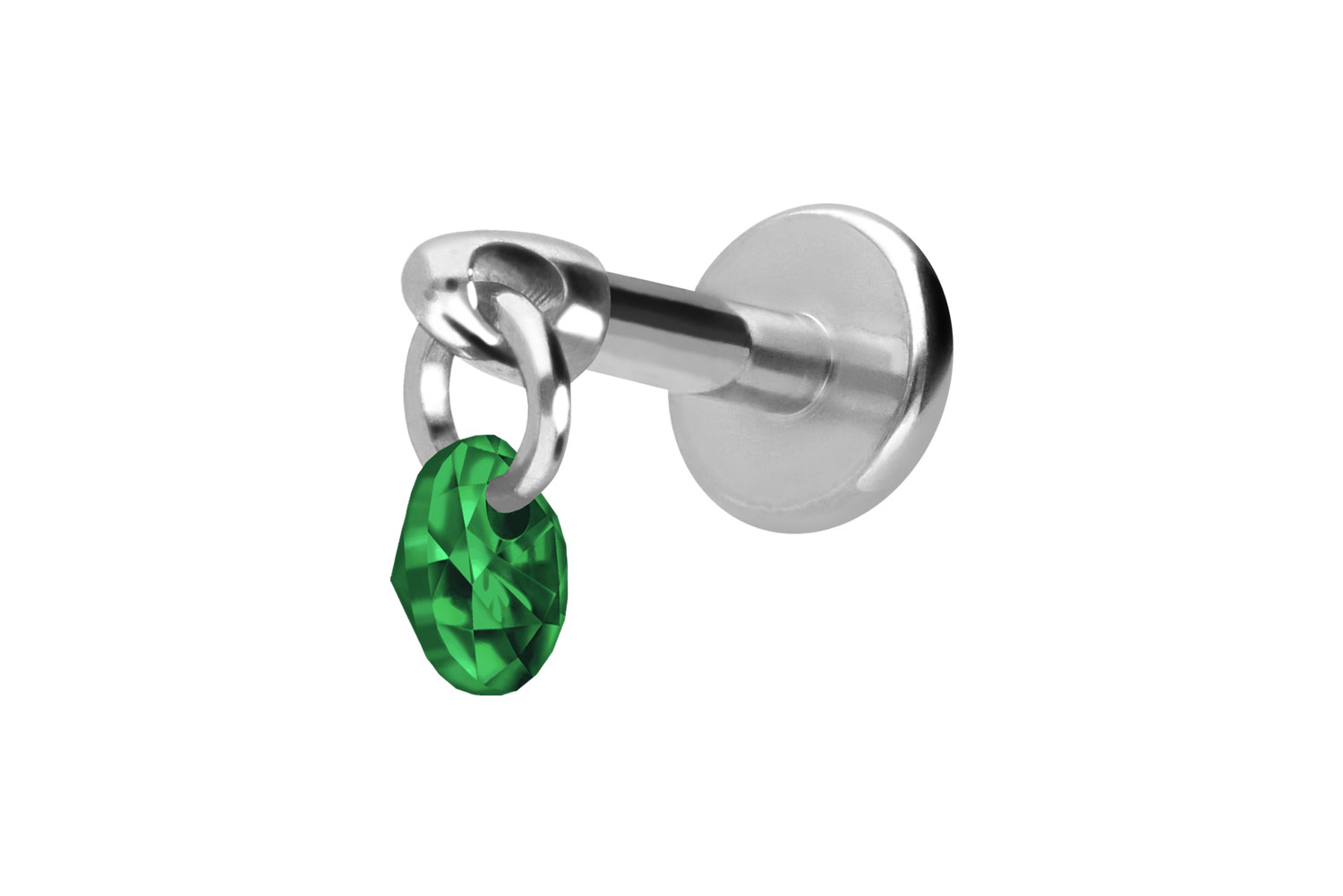 Titan Labret Piercing mit Innengewinde RUNDER KRISTALL